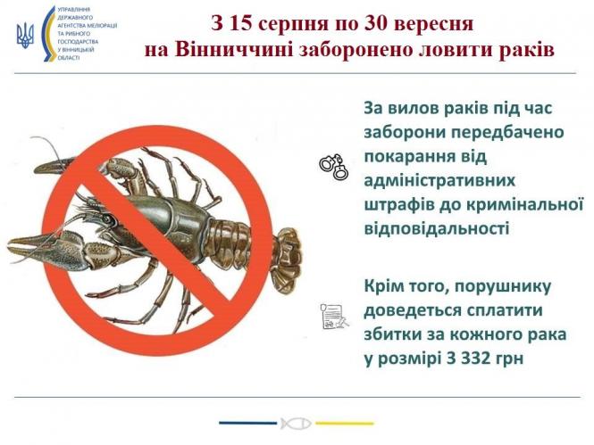 Новини Вінниці - фото з З 15 серпня на Вінниччині заборонено ловити раків. Що чекає на порушників