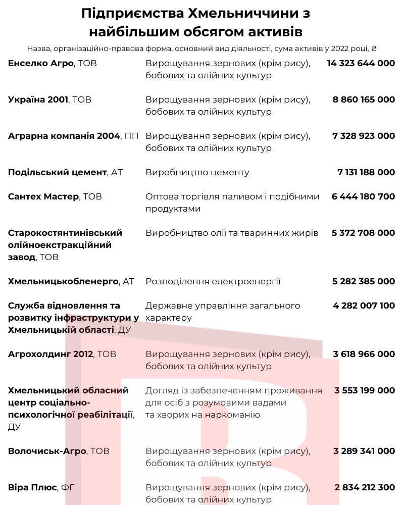 Новини Хмельницького - фото з Найбагатші компанії Хмельниччини: склали рейтинг за грошима та активами (ІНФОГРАФІКА)