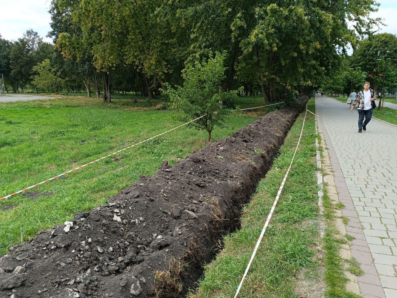 Новини Тернополя - фото з У парку Сопільче вздовж алеї викопали траншею: що роблять та чи не пошкодили дерева? Ми дізналися