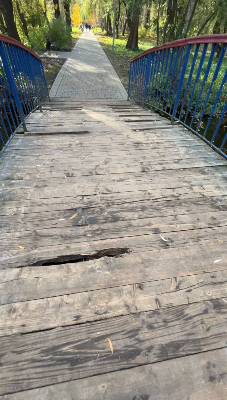 Новини Тернополя - фото з Через дірки вже видно водойму: коли у парку «Сопільче» відремонтують міст