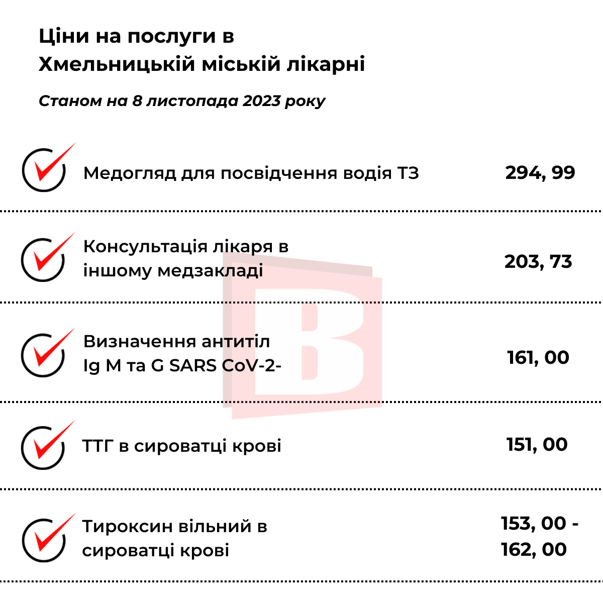 Новини Хмельницького - фото з Платні послуги в Хмельницькій міській лікарні: зібрали перелік з цінами (ІНФОГРАФІКА)