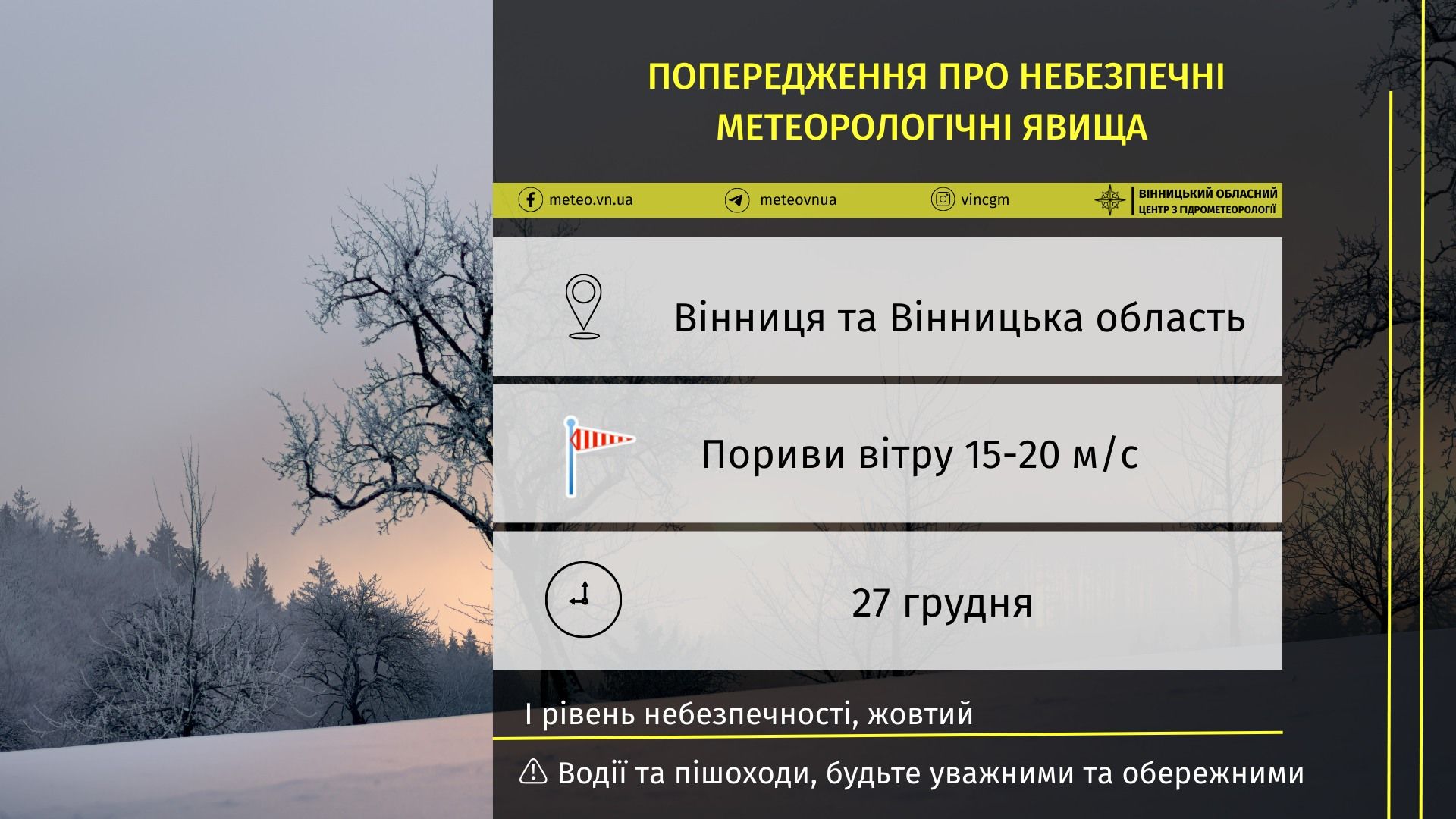 Новини Козятина - фото з Сьогодні буде вітряно, а на Новий рік йтиме дощ з мокрим снігом: прогнози синоптиків