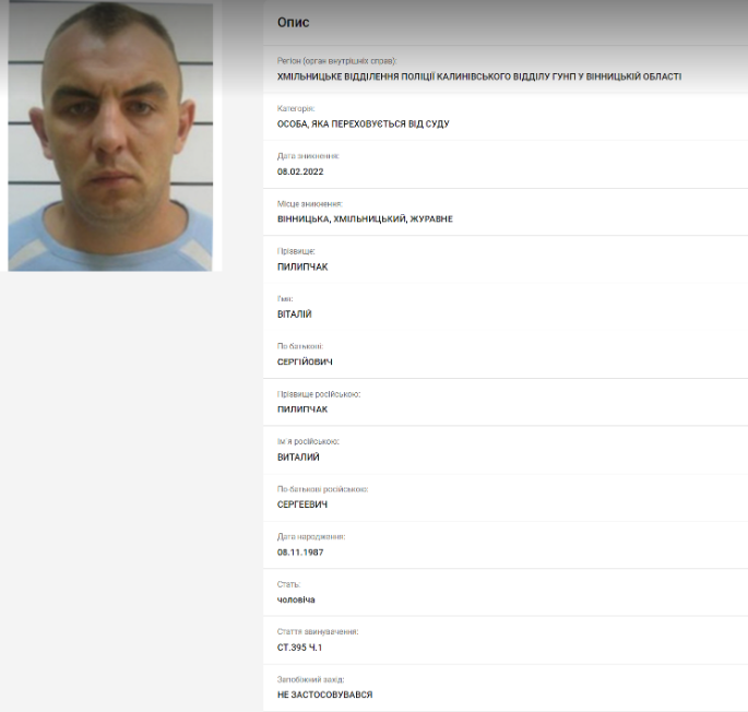 Новини Козятина - фото з Придивіться до фото: у нашому районі шукають Віталія Пилипчака