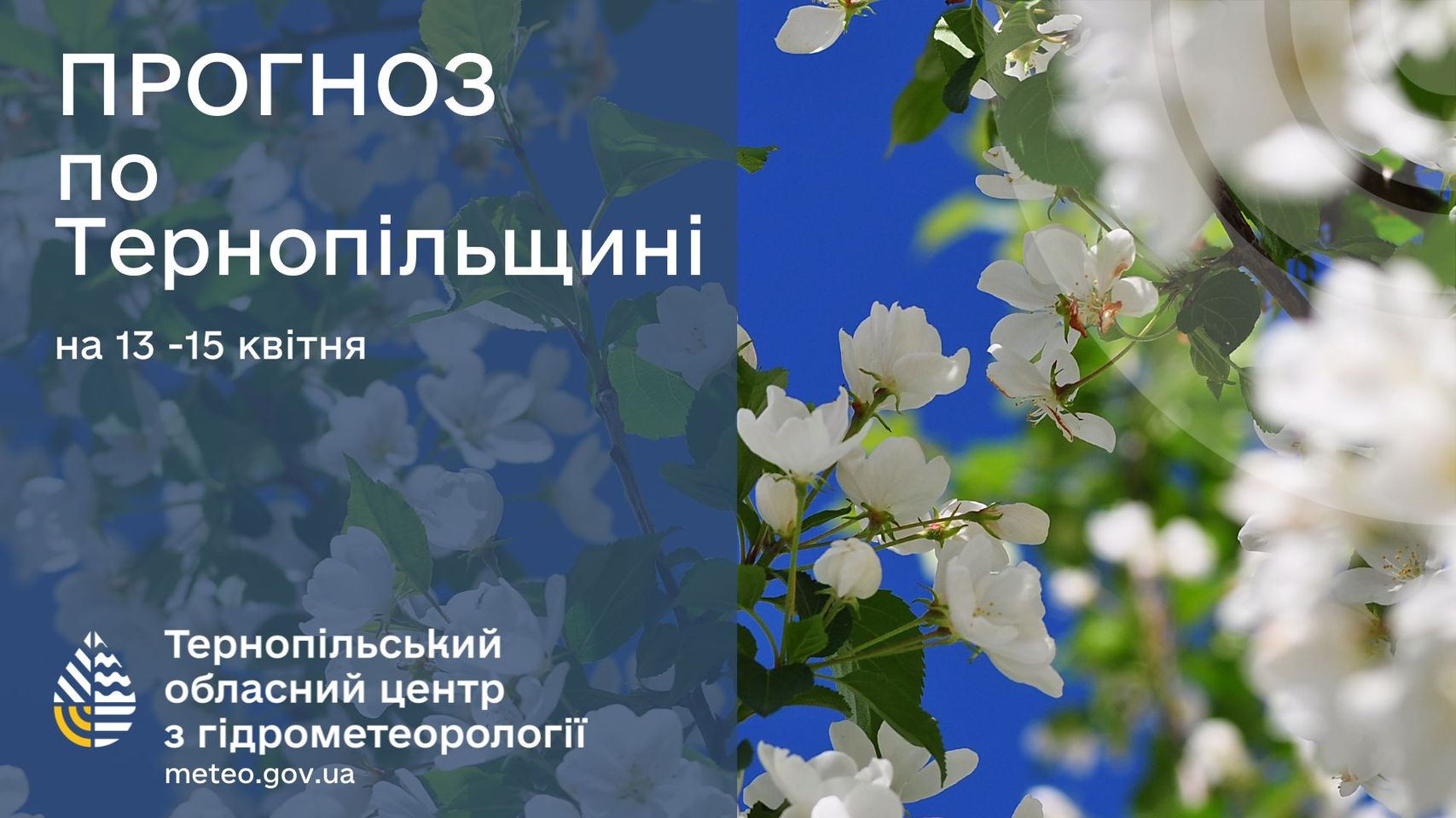 На зображенні може бути: текст «ПРОГНОЗ по Терноп.льщинй на 13 -15 КВиНя Терноп.льський обласний центр 3 гидрометеоролог meteo.gov.ua»