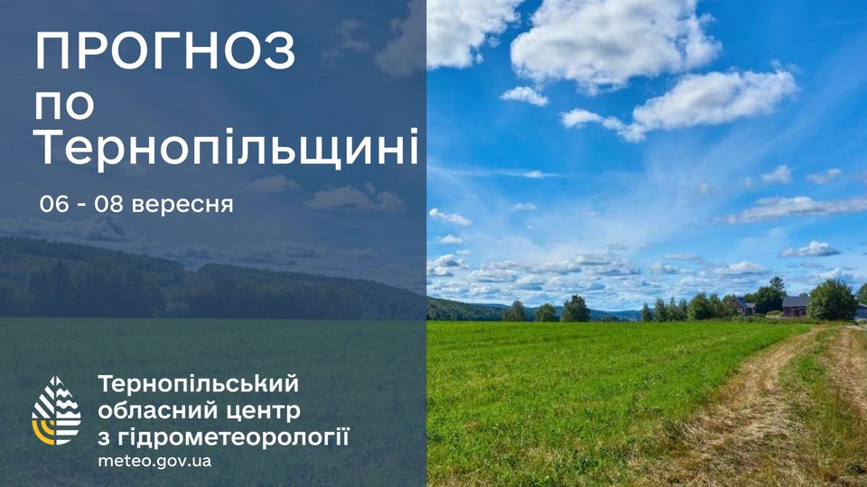 Новини Тернополя - фото з Опадів не передбачається: погода в Тернополі та області на 6-8 вересня На зображенні може бути: текст