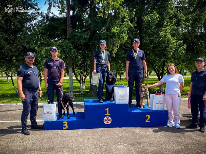 Новини Тернополя - фото з Вівчарки з Тернопільщини здобули нагороди під час випробувань для службових собак ДСНС На зображенні може бути: 7 людей та текст