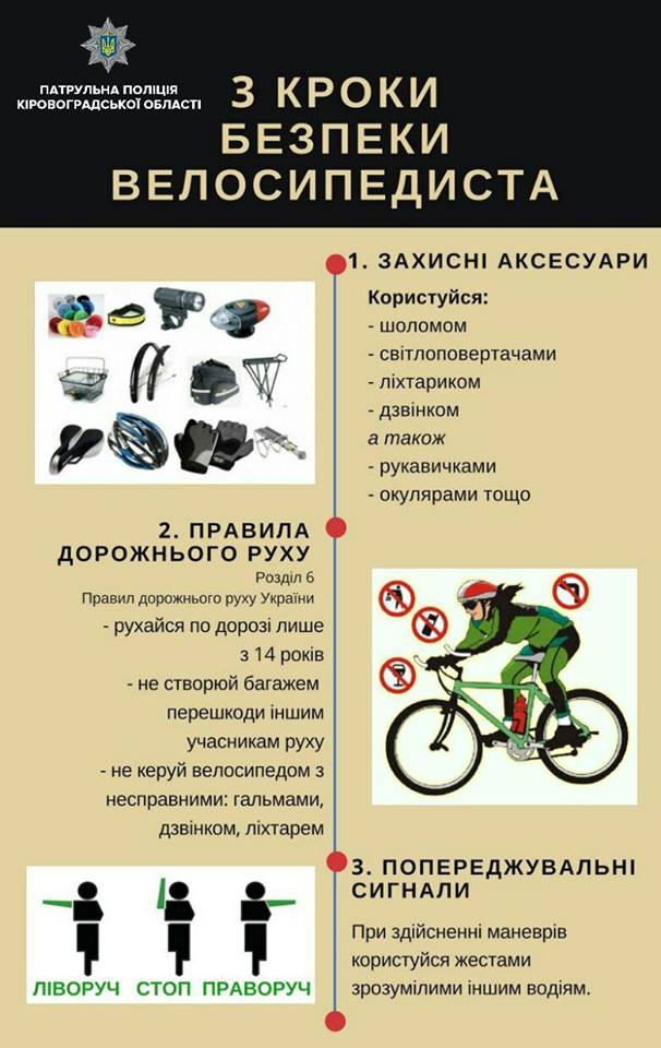 Які правила безпеки варто пам'ятати при їзді на велосипеді (ІНФОГРАФІКА) -  Гречка - Новини Кропивницький