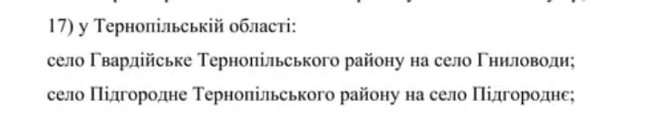 Новини Тернополя - фото з Два села на Тернопільщині мають нові назви за рішенням Верховної Ради