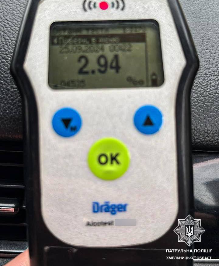 Новини Хмельницького - фото з На Хмельниччині зупинили водія, у якого алкоголь у крові у 14 разів перевищує допустимий рівень