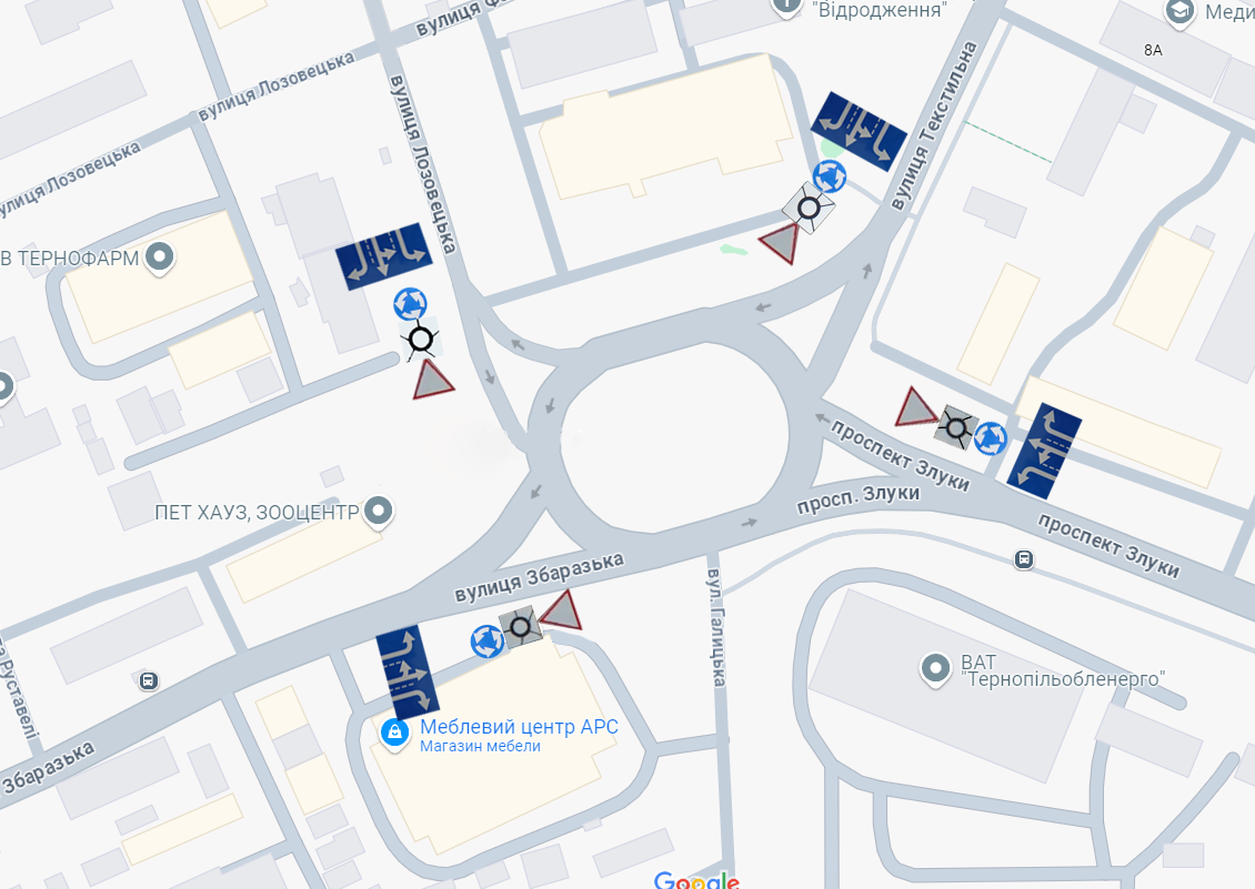 Новини Тернополя - фото з На кільці біля Текстильника нові знаки та розмітка: як тут їхати