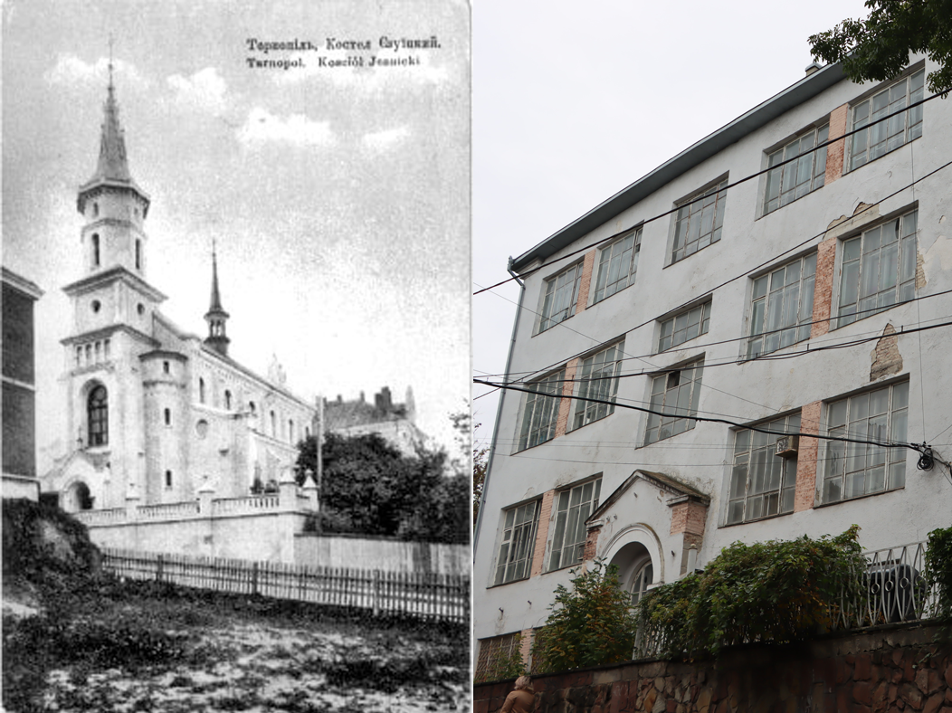 Новини Тернополя - фото з Був костел, швейна фабрика, а тепер будівля руйнується: відтворили ретро фото з одного ракурсу