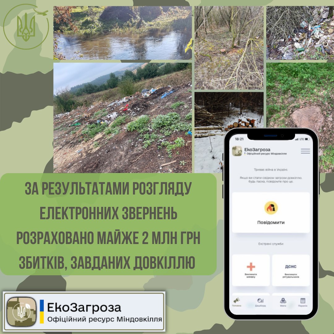 Новини Тернополя - фото з На Тернопільщині за зверненнями людей нарахували шкоди довкіллю на два мільйони На зображенні може бути: текст