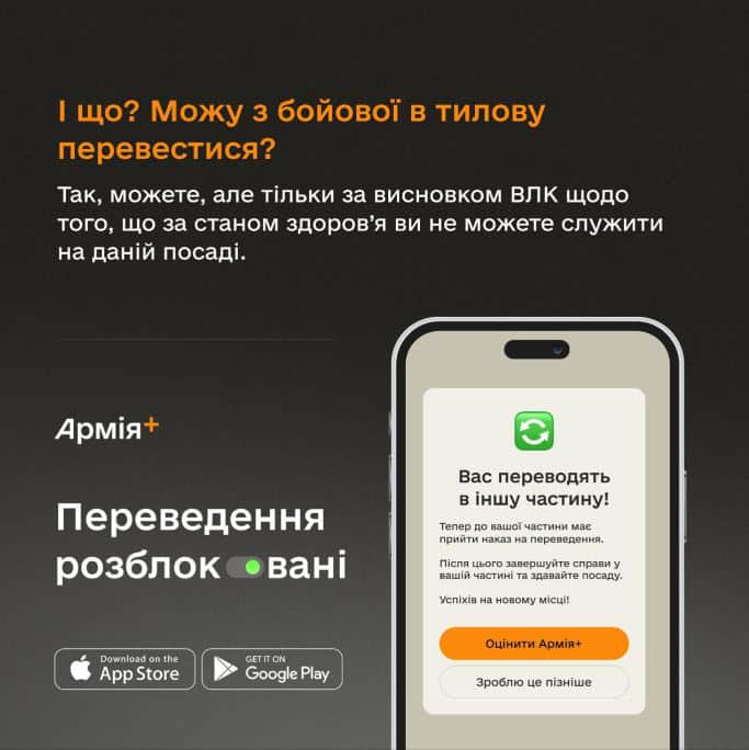 Новини Тернополя - фото з У застосунку Армія+ запрацювала функція подачі рапорту на зміну місця служби
