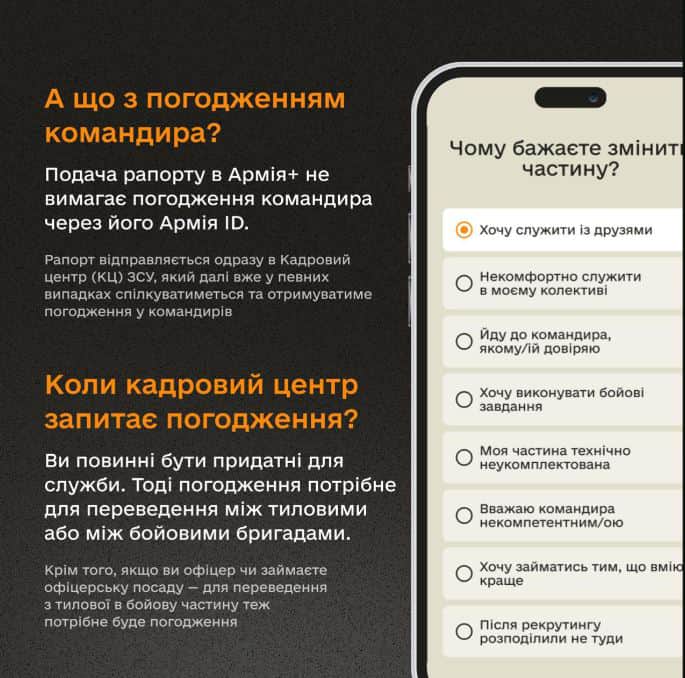 Новини Тернополя - фото з У застосунку Армія+ запрацювала функція подачі рапорту на зміну місця служби