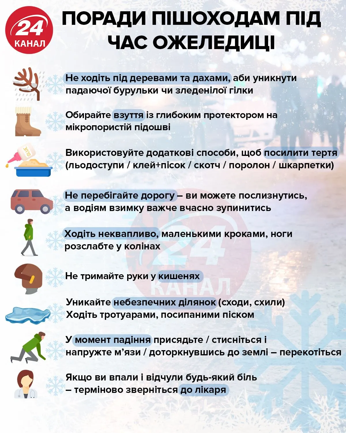 Як поводитися під час ожеледиці: поради водіям та пішоходам