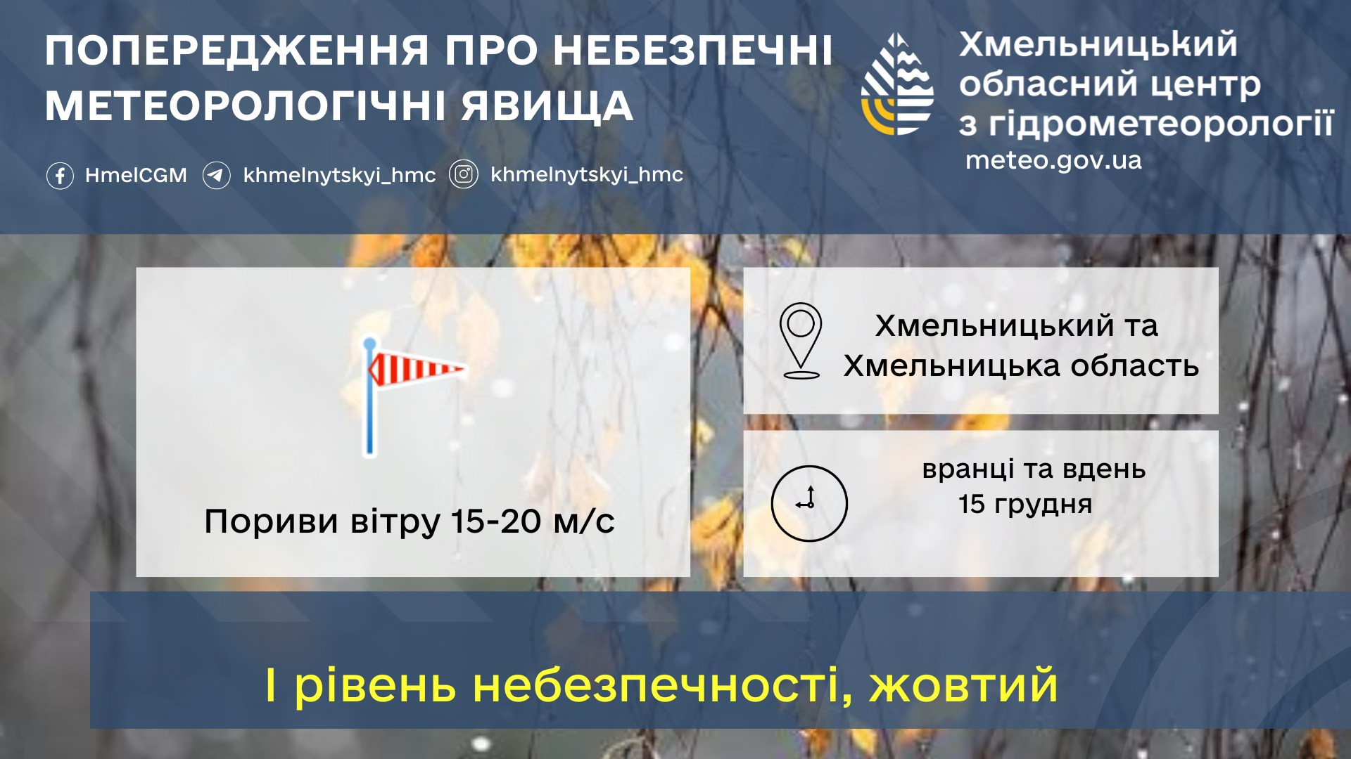 Новини Хмельницького - фото з На Хмельниччині – штормове попередження: прогнозують шквали і сніг