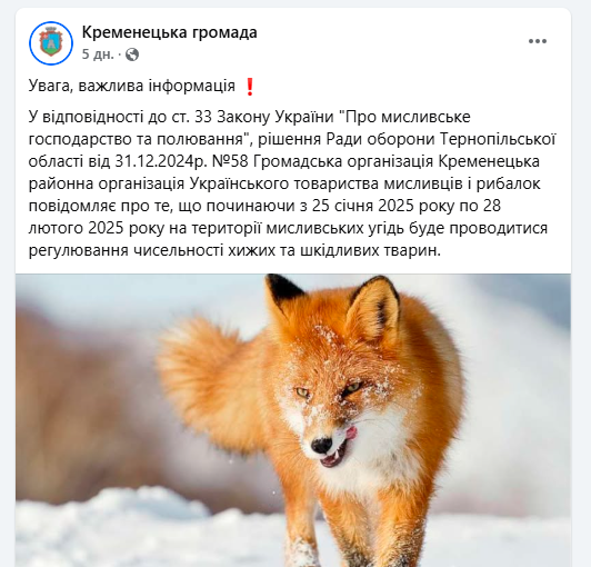 Новини Тернополя - фото з Боротьба зі сказом чи полювання? Чому в області відстрілюють диких тварин