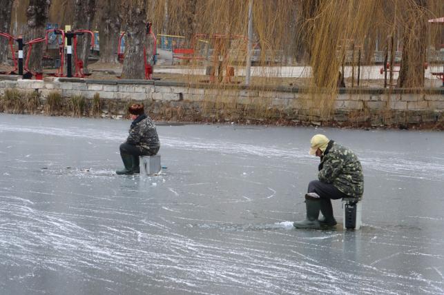 Новини Тернополя - фото з Лід тріщить під ногами, а на Тернопільський Став все одно йдуть рибалки