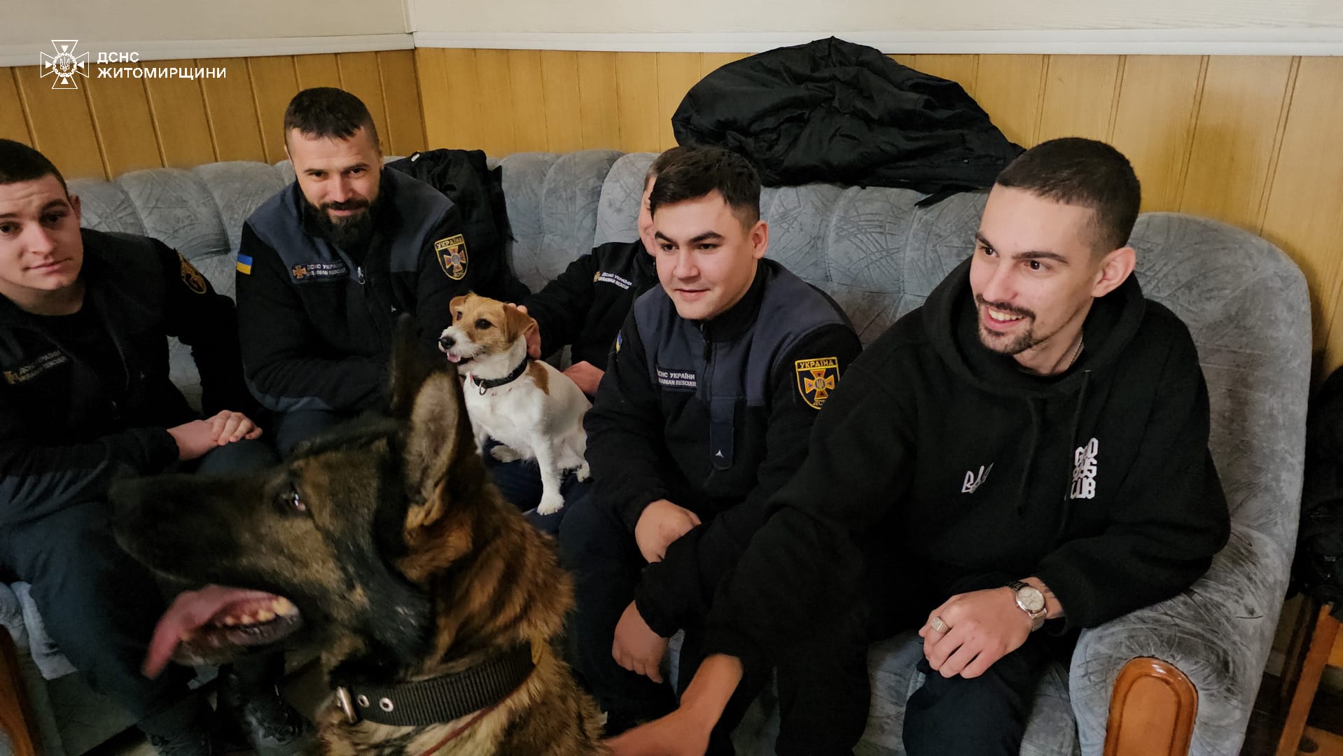 Новини Житомира - фото з Психологині Головного управління ДСНС, заручившись підтримкою собак-терапевтів, провели для піротехніків відновлювальне заняття