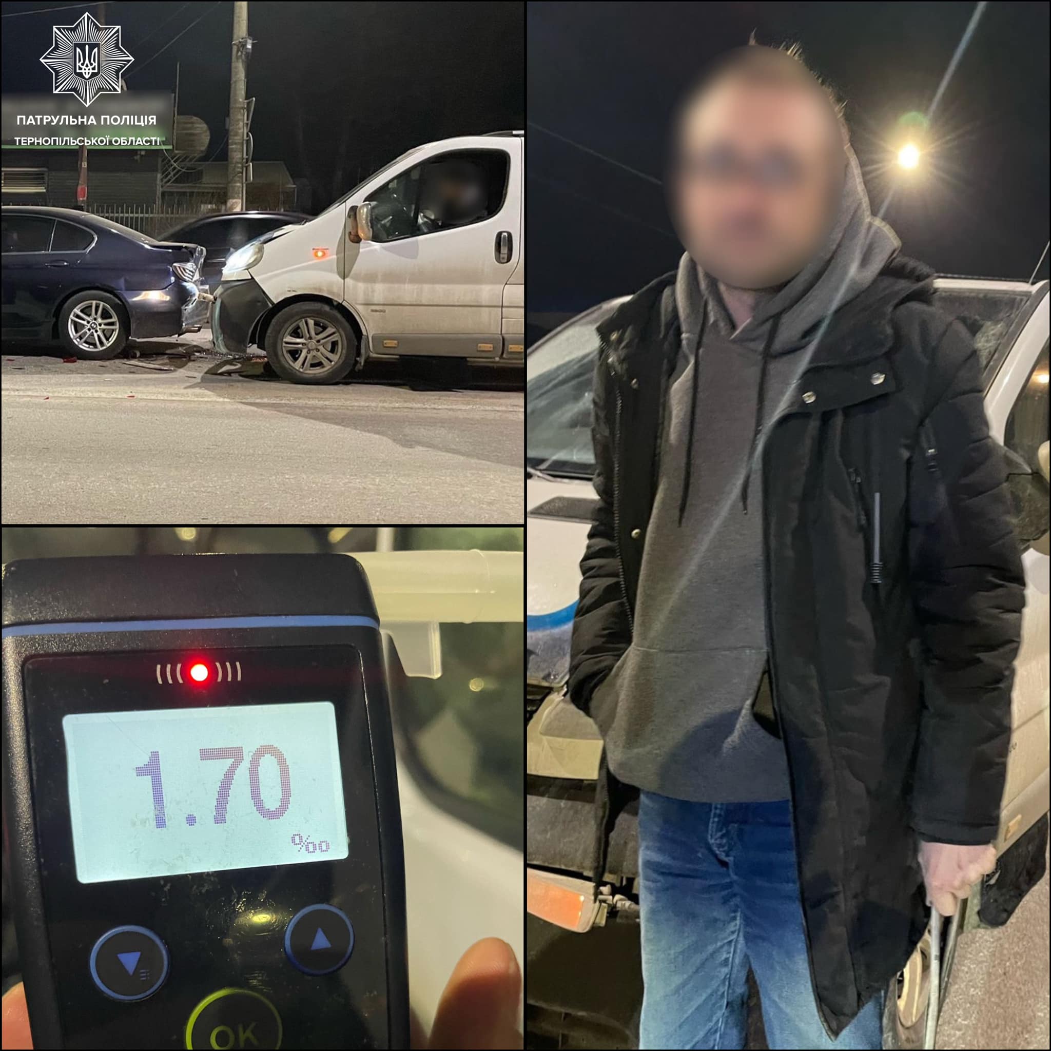 Новини Тернополя - фото з Аварія на Протасевича: нетверезий водій на Opel врізався у BMW, а той протаранив Skoda На зображенні може бути: 1 особа, автомобіль та текст