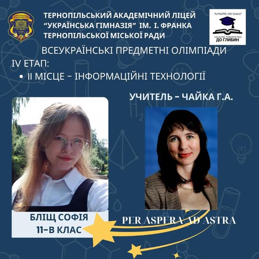 Новини Тернополя - фото з Школярка з Тернополя Софія Бліщ привезла срібло із Всеукраїнської ІТ-олімпіади