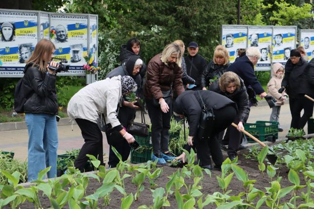 Новини Тернополя - фото з Матері полеглих Героїв висадили квіти у центрі Тернополя