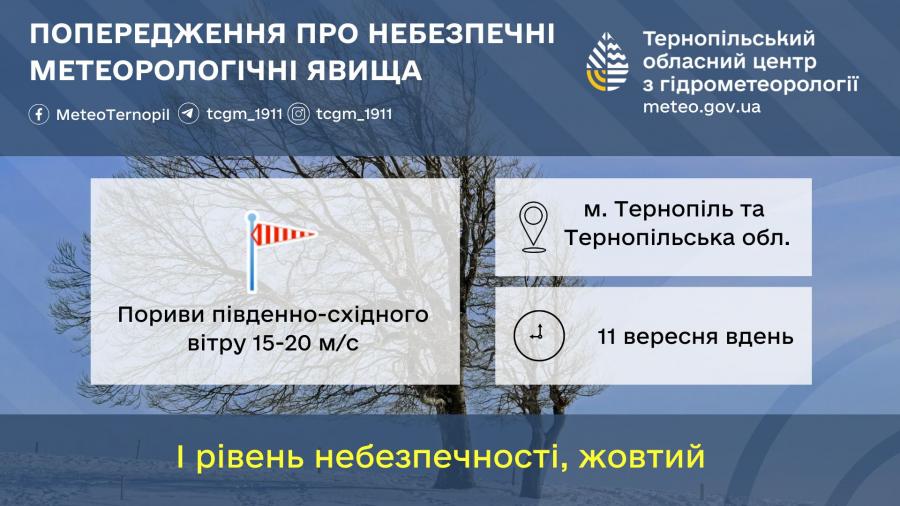 Новини Тернополя - фото з Синоптики попереджають про посилення вітру на Тернопільщині