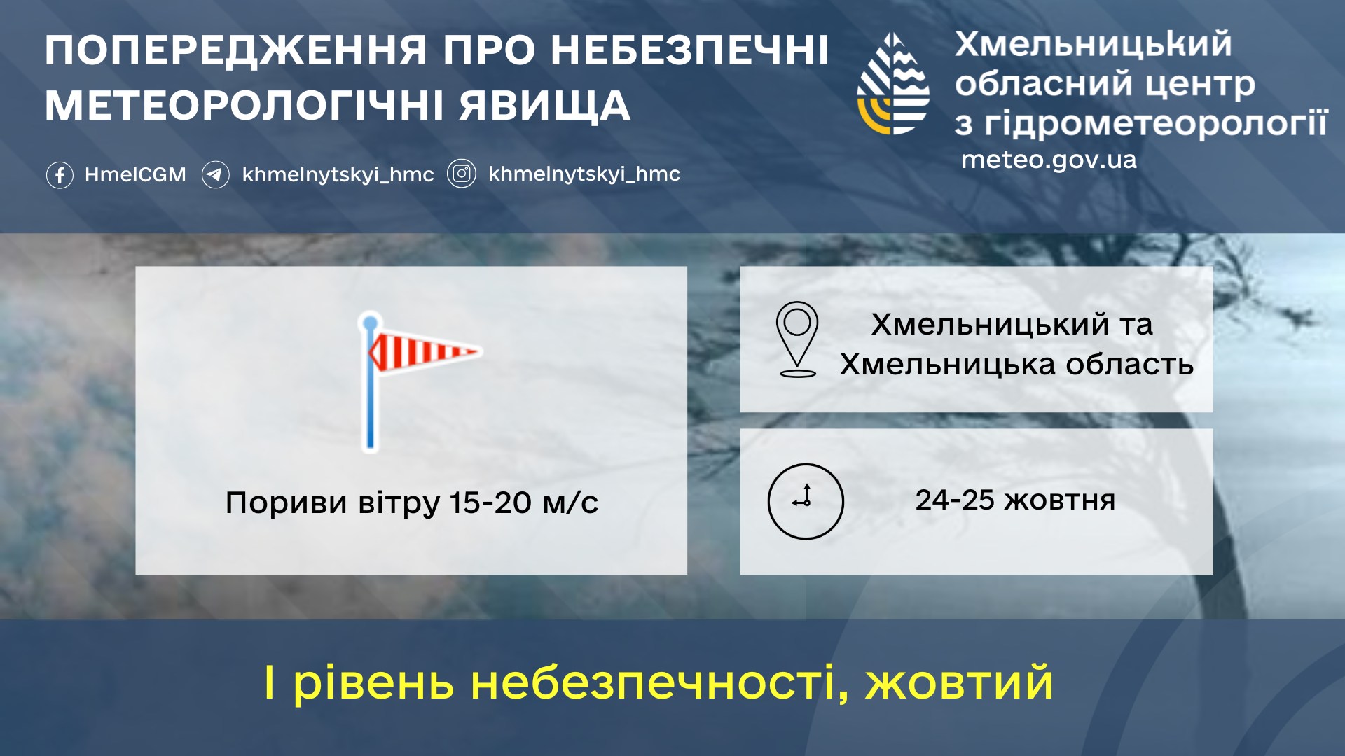 Новини Хмельницького - фото з На Хмельниччині оголосили штормове попередження на 24-25 жовтня У Хмельницькій області оголошено штормове попередження