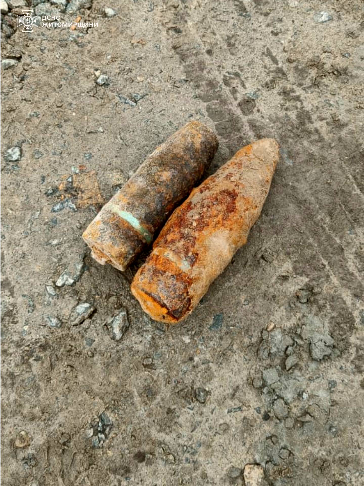 Новини Житомира - фото з Біля села Гадзинка піротехніки ДСНС області знешкодили два артилерійських снаряди часів Другої світової війни