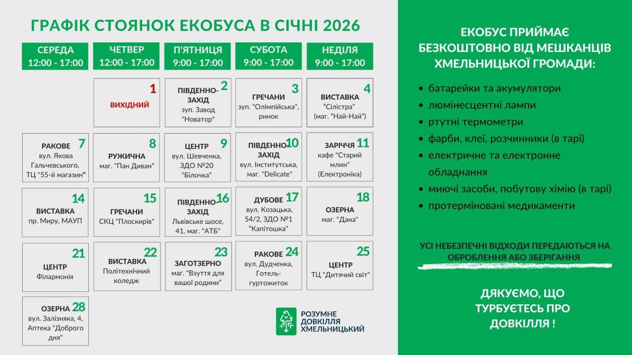 Графік екобуса у Хмельницькому 