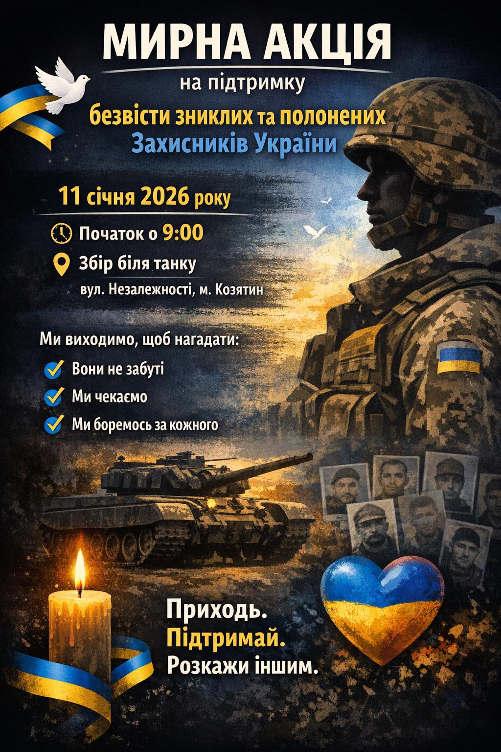 Новини Козятина - фото з У Козятині відбудеться мирна акція на підтримку безвісти зниклих та полонених Захисників України