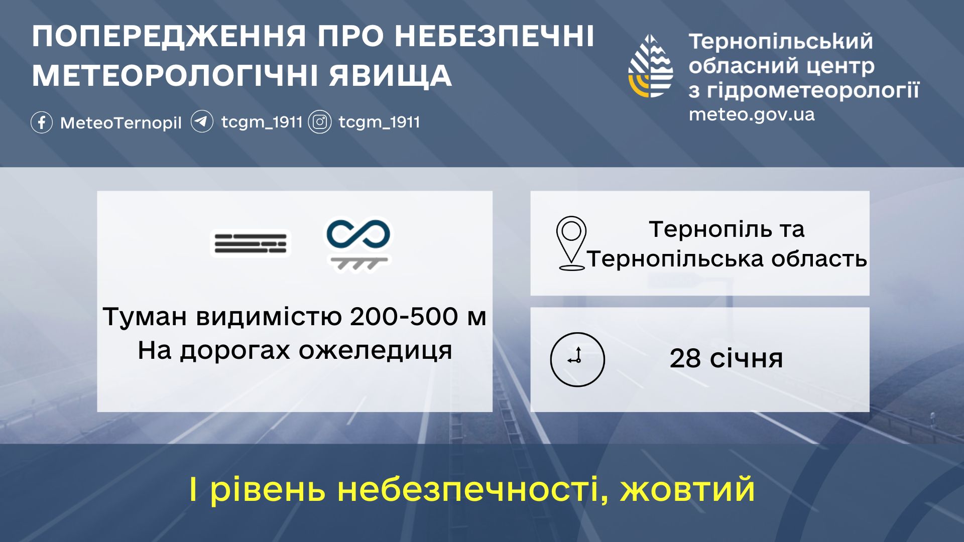 Новини Тернополя - фото з Ожеледиця та обмежена видимість: попередження для водіїв на 28–30 січня