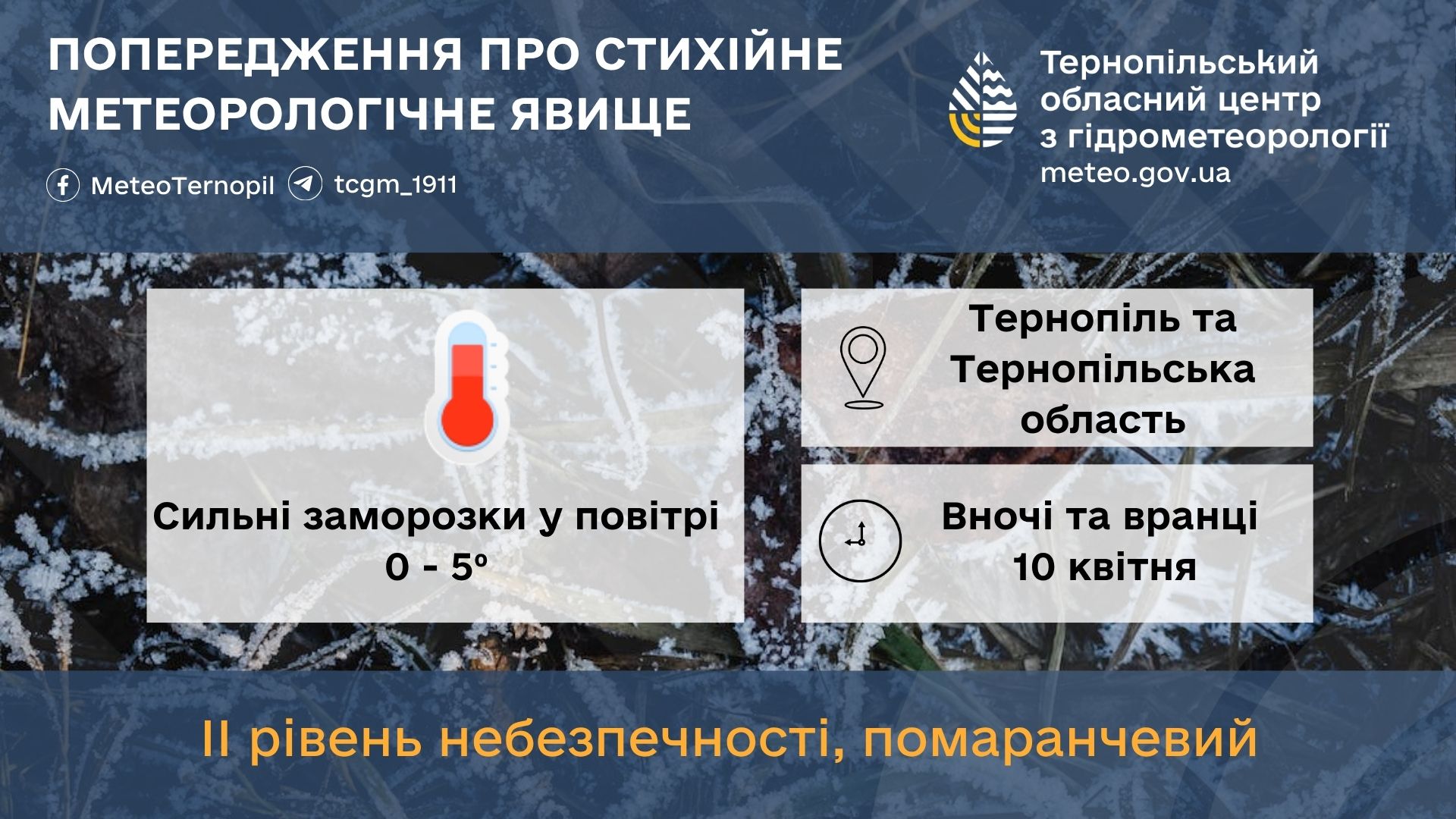 На Тернопільщині оголосили помаранчевий рівень небезпеки через сильні заморозки