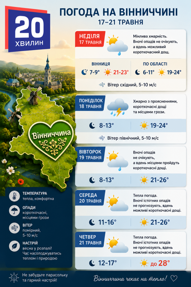 Новини Вінниці - фото з Дощі та грози накриють Вінниччину. Коли чекати перші опади?