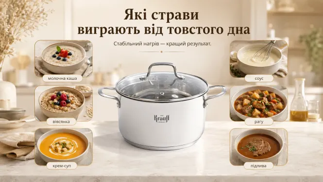 Новини Тернополя - фото з Термодинаміка на домашній плиті: у чому секрет каструль з товстим дном і чому в них не пригорає каша (на правах реклами) 6a15de76b2f19.webp
