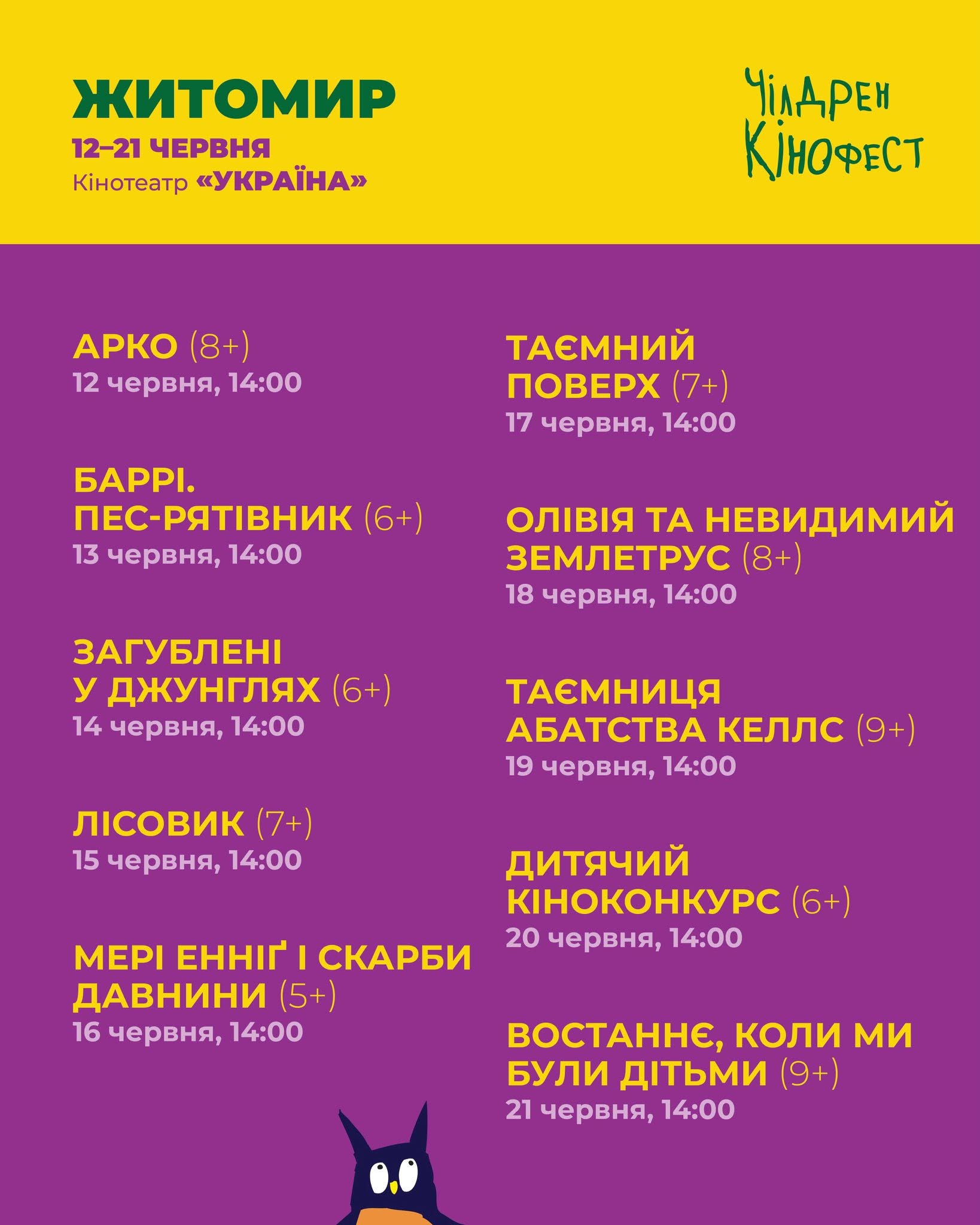Новини Житомира - фото з У Житомирі з 13 до 21 червня відбудеться 13-1 Чілдрен Кінофест