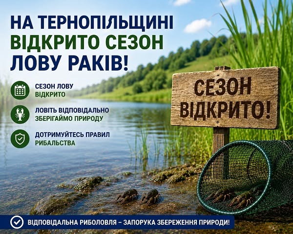 Новини Тернополя - фото з Після завершення періоду нересту на Тернопільщині знову дозволили вилов раків