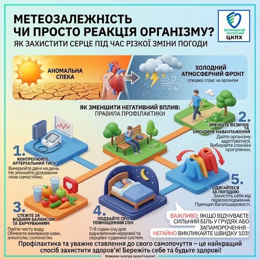 Новини Вінниці - фото з Метеозалежність чи просто реакція організму? Як захистити серце під час різкої зміни погоди