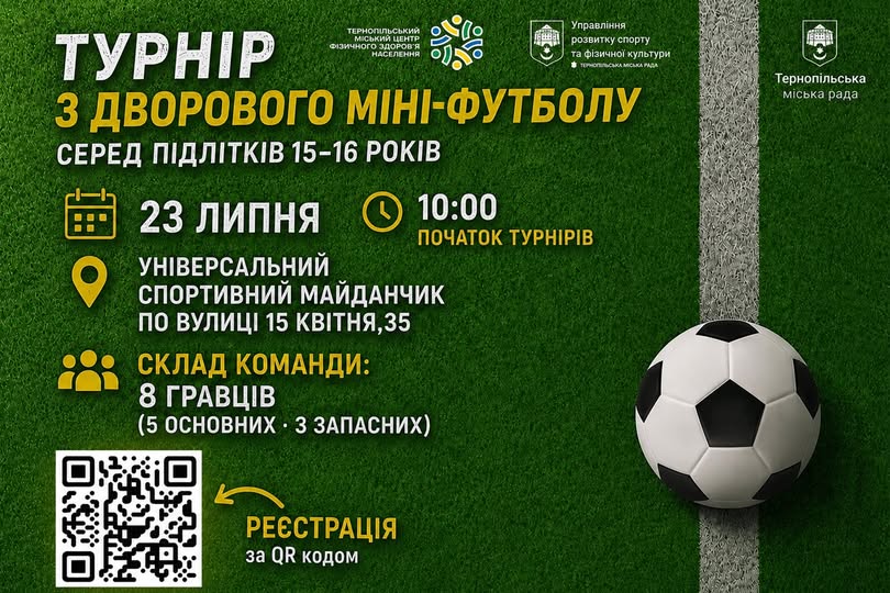 Новини Тернополя - фото з Турнір із дворового мініфутболу проведуть для підлітків у Тернополі