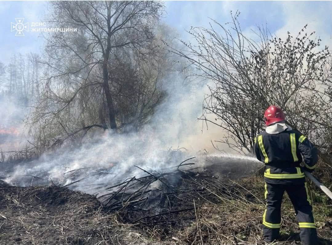 Новини Житомира - фото з За добу рятувальники Житомирщини 10 разів виїжджали на ліквідацію пожеж сухої рослинності