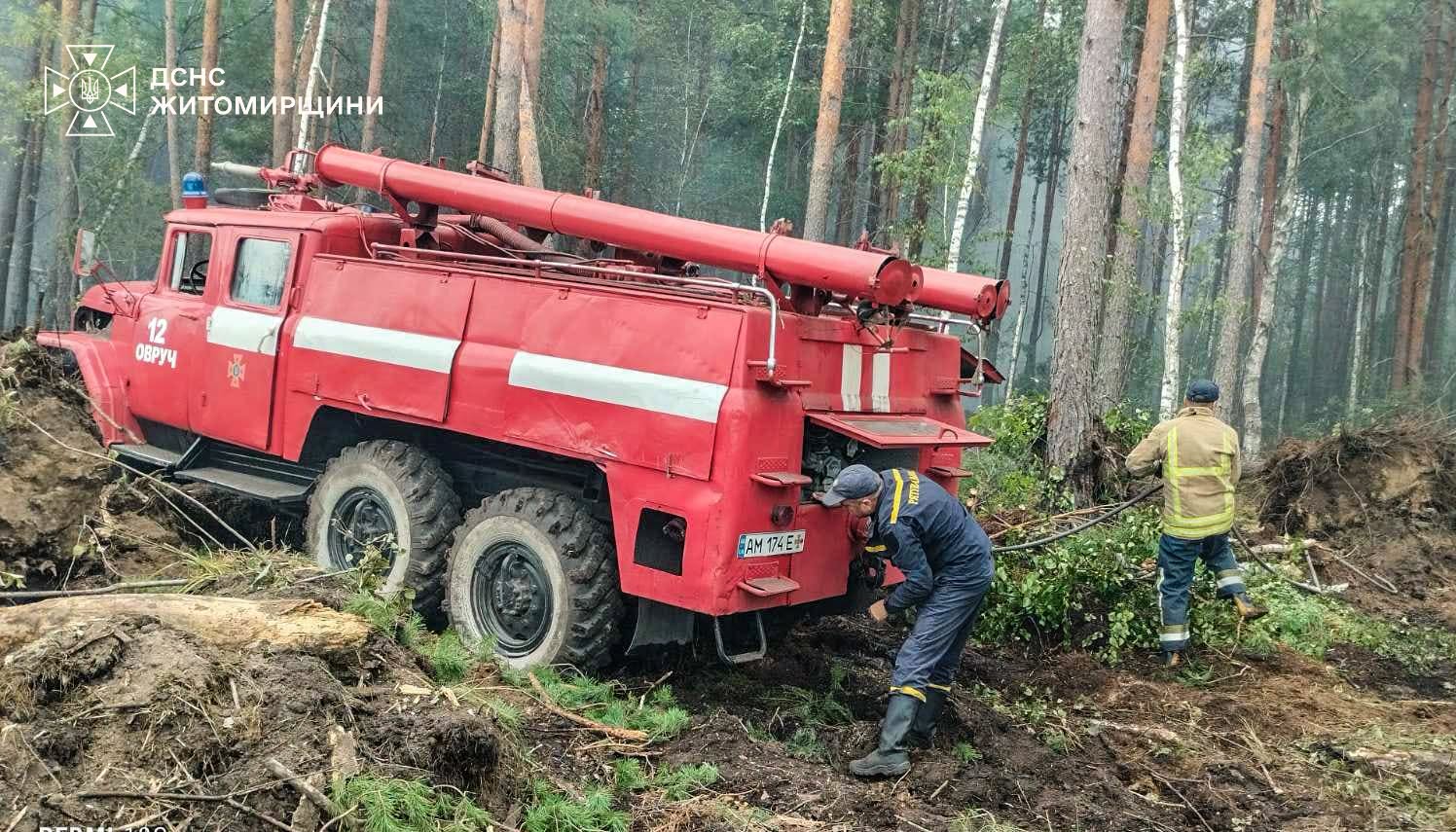 Новини Житомира - фото з Рятувальники і лісівники ліквідовують лісову пожежу, що виникла вчора ввечері у Коростенському районі