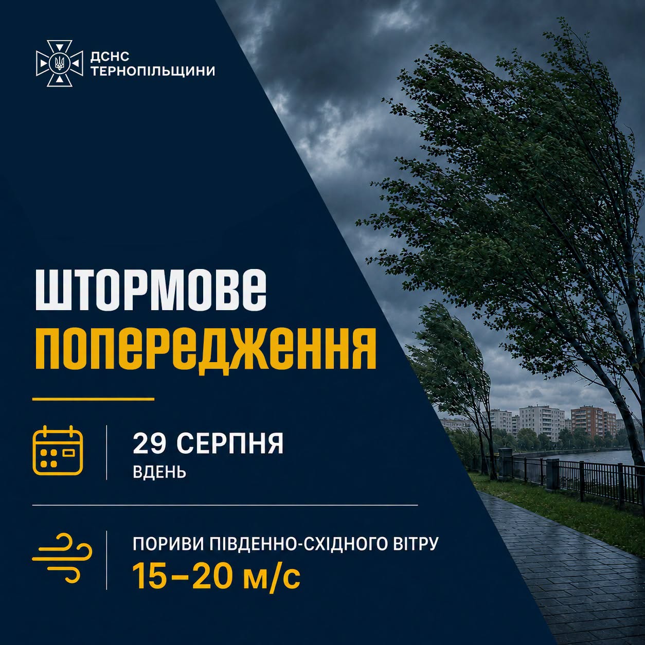 На Тернопільщині оголосили штормове попередження через сильний вітер