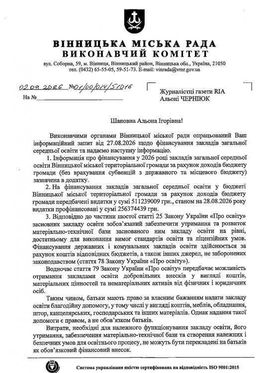 Новини Вінниці - фото з Побори чи добровільні внески — за що батьки не зобов’язані платити у школі