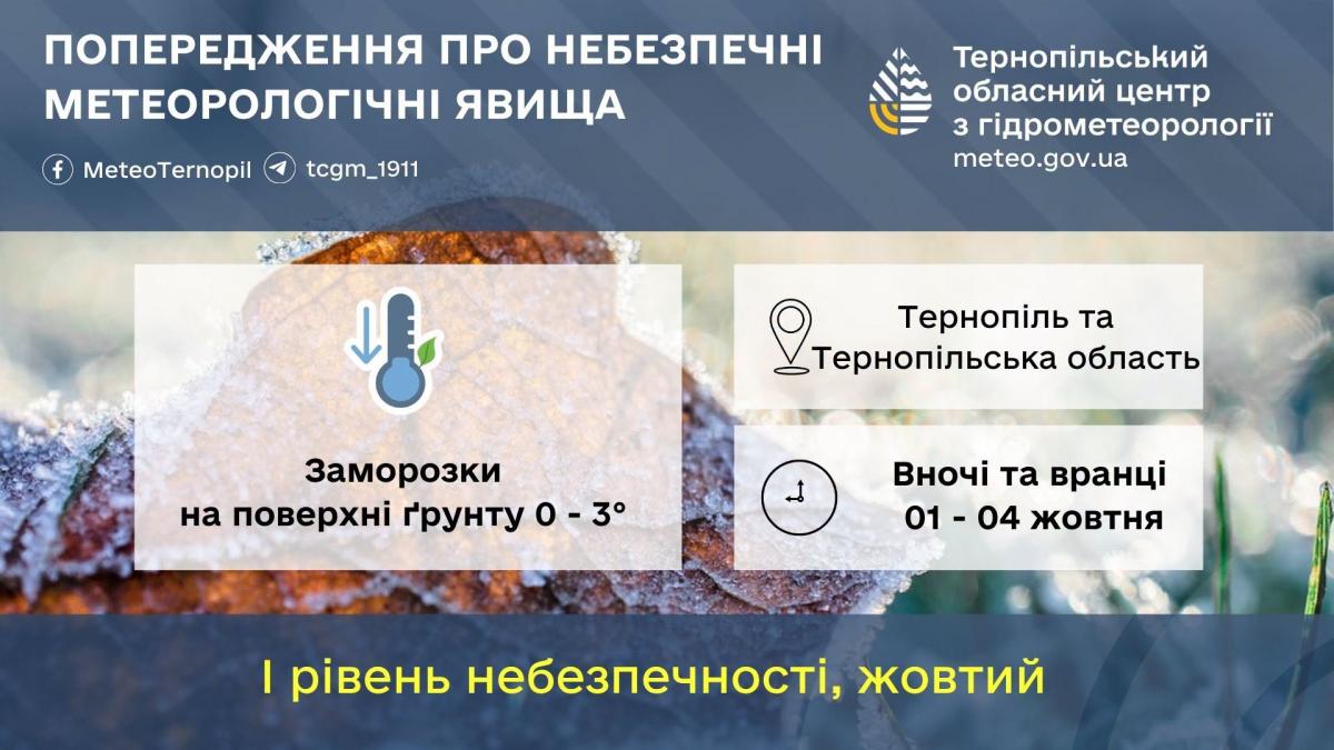 На Тернопільщину прийдуть заморозки: коли очікувати похолодання