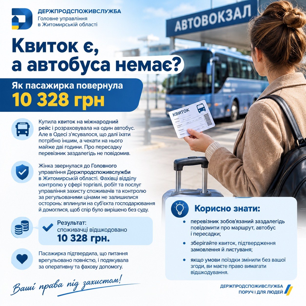 Новини Житомира - фото з Квиток є, а автобуса немає: як пасажирка повернула 10 328 грн
